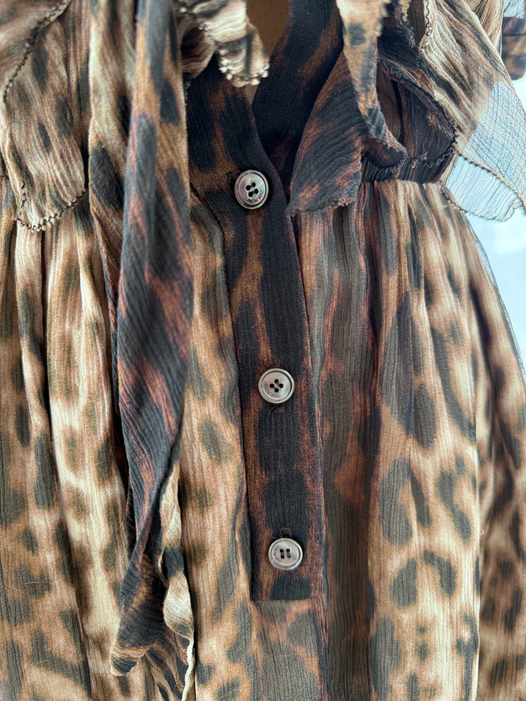 Jason Wu Brown Animal Print Mini Dress | Ruffle Detail A-Line Dress – Size M