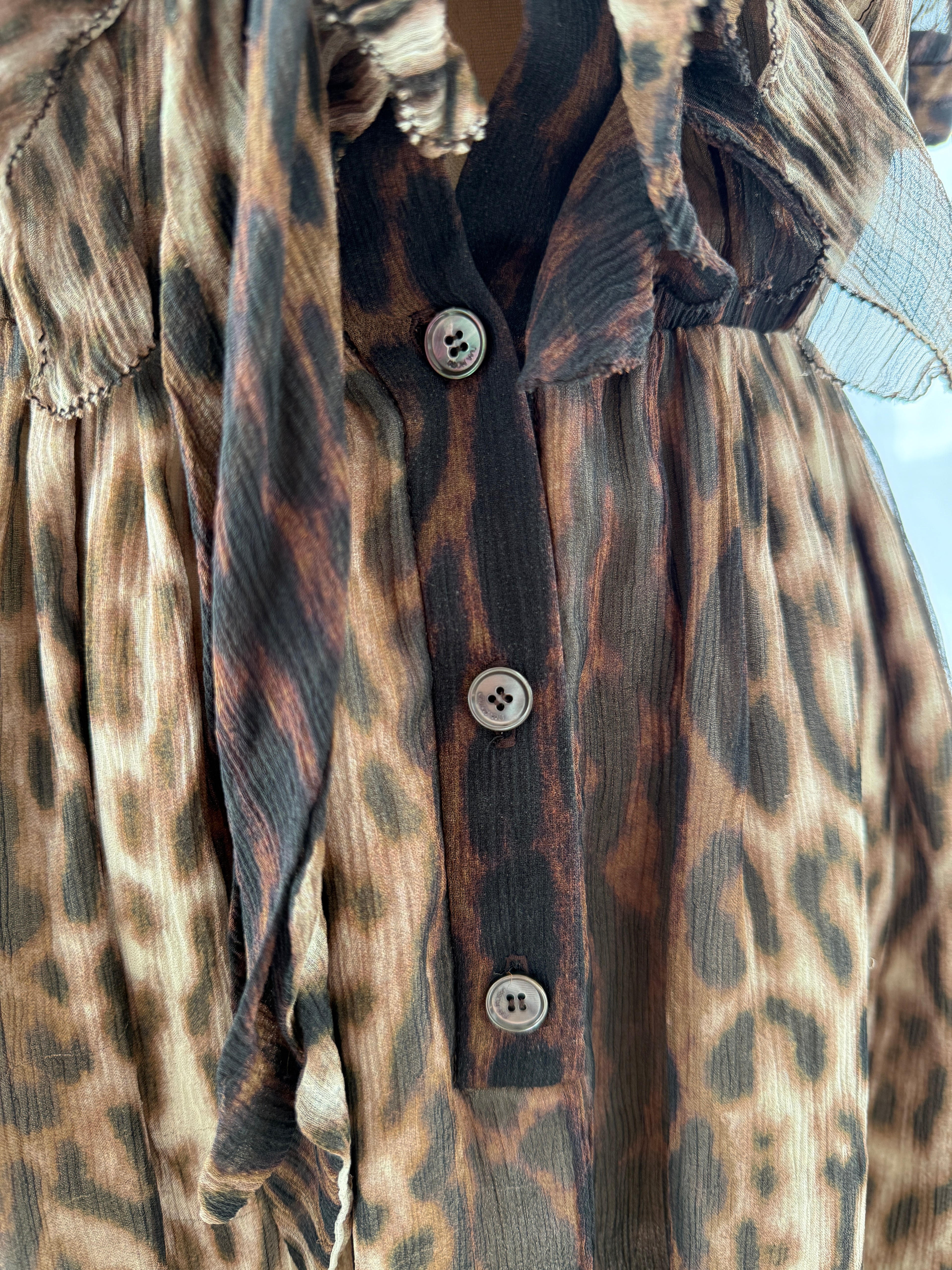 Jason Wu Brown Animal Print Mini Dress | Ruffle Detail A-Line Dress – Size M