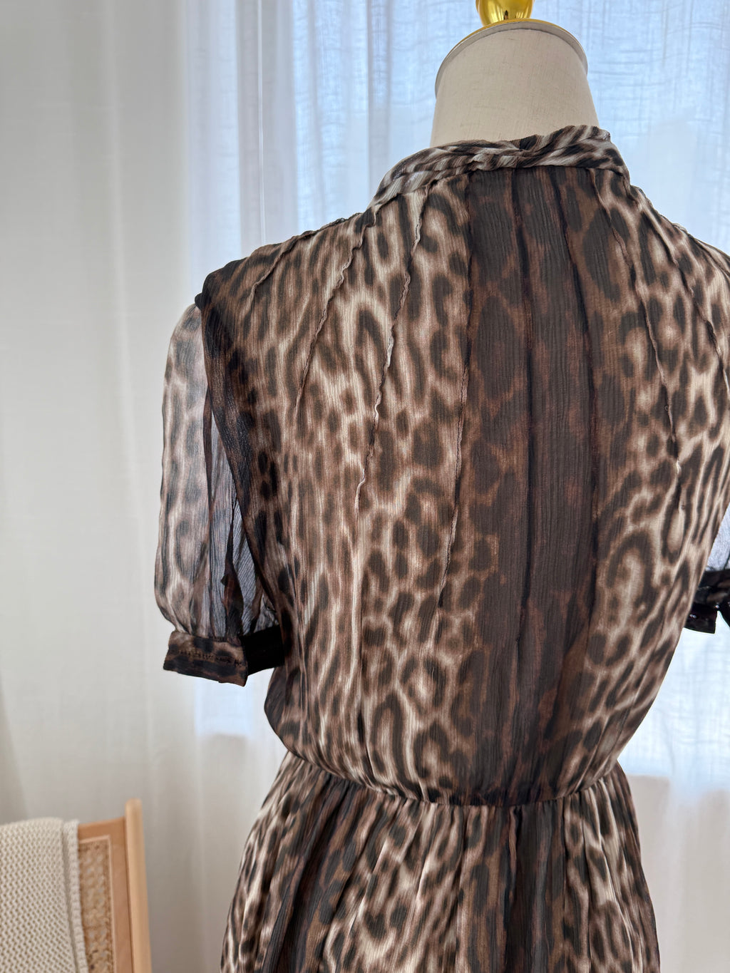 Jason Wu Brown Animal Print Mini Dress | Ruffle Detail A-Line Dress – Size M