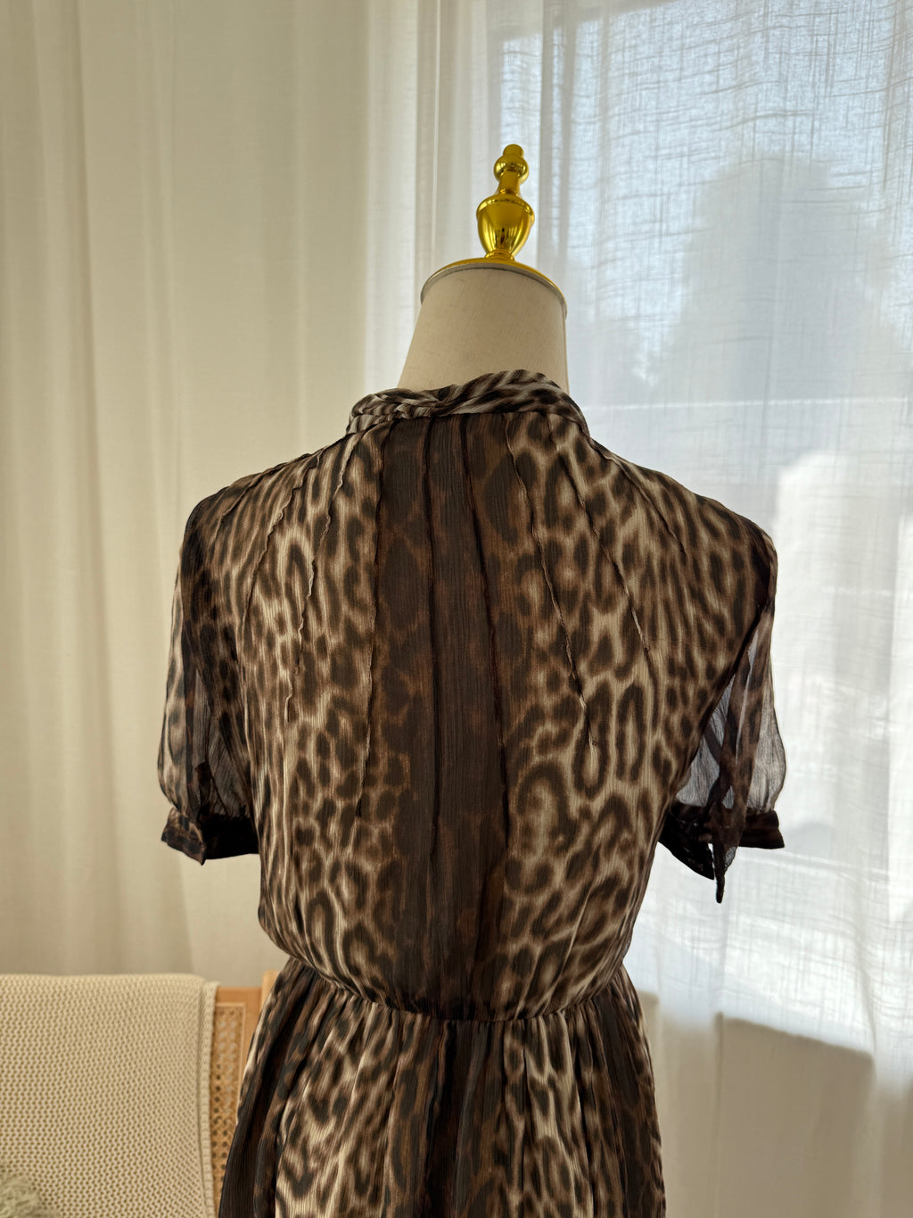 Jason Wu Brown Animal Print Mini Dress | Ruffle Detail A-Line Dress – Size M