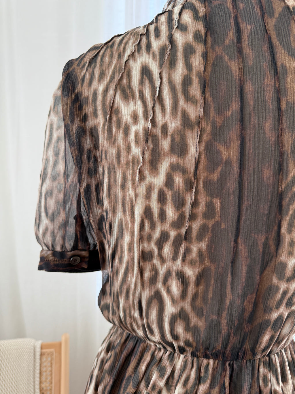 Jason Wu Brown Animal Print Mini Dress | Ruffle Detail A-Line Dress – Size M