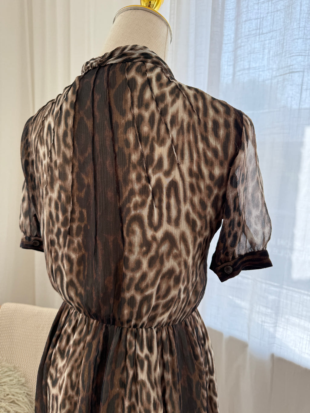 Jason Wu Brown Animal Print Mini Dress | Ruffle Detail A-Line Dress – Size M