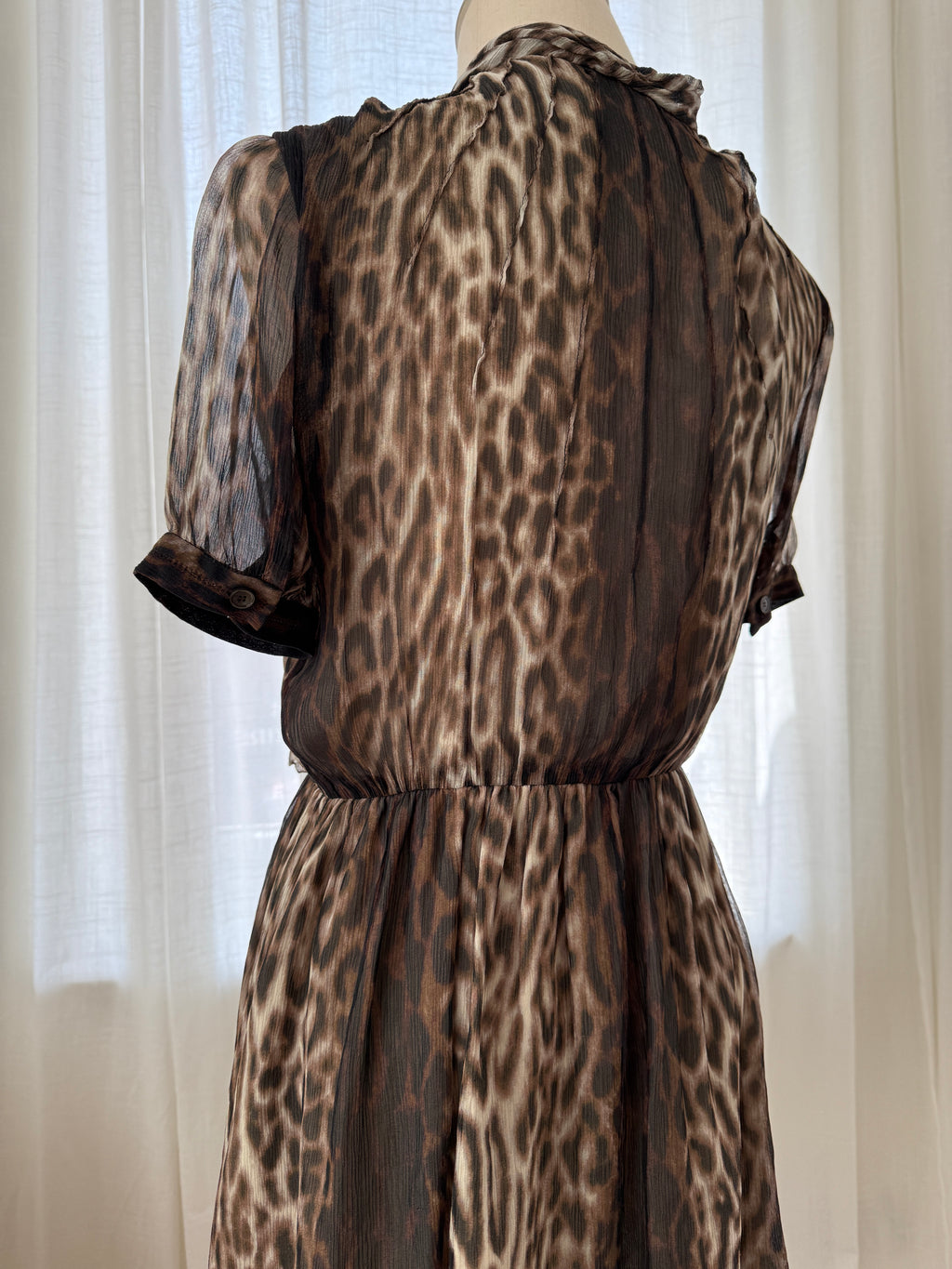 Jason Wu Brown Animal Print Mini Dress | Ruffle Detail A-Line Dress – Size M