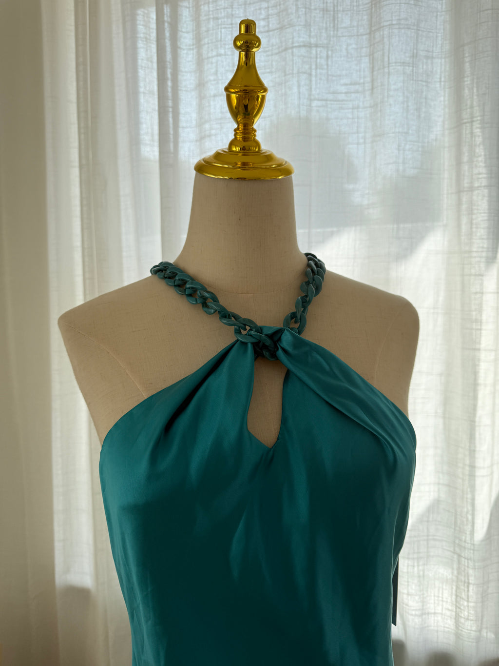 Jason Wu Blue Halterneck Maxi Dress | Chain-Link Neck Detail Evening Gown – Size M