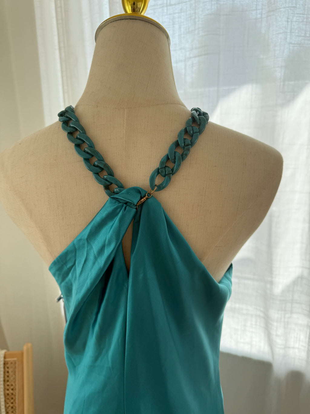 Jason Wu Blue Halterneck Maxi Dress | Chain-Link Neck Detail Evening Gown – Size M