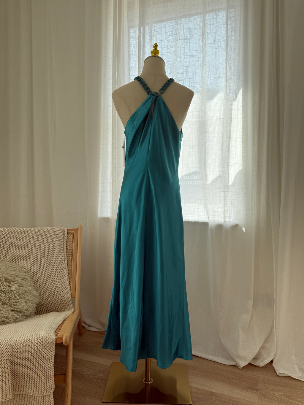 Jason Wu Blue Halterneck Maxi Dress | Chain-Link Neck Detail Evening Gown – Size M