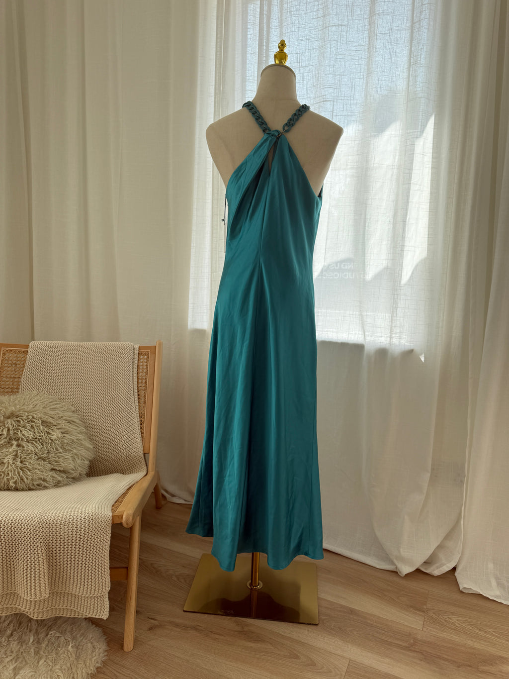 Jason Wu Blue Halterneck Maxi Dress | Chain-Link Neck Detail Evening Gown – Size M