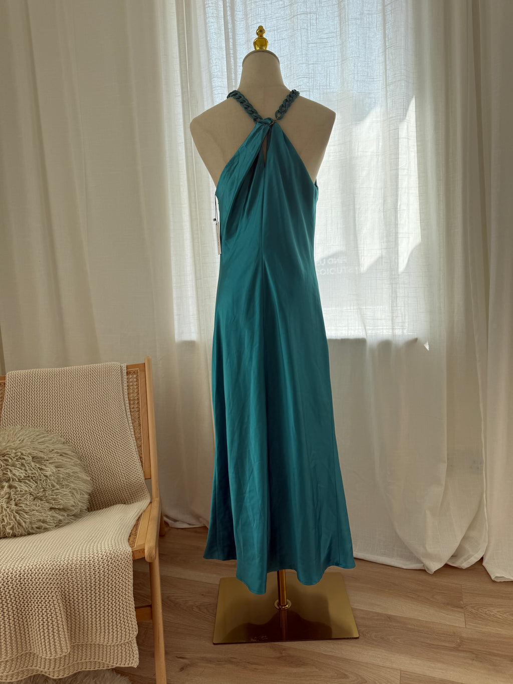 Jason Wu Blue Halterneck Maxi Dress | Chain-Link Neck Detail Evening Gown – Size M