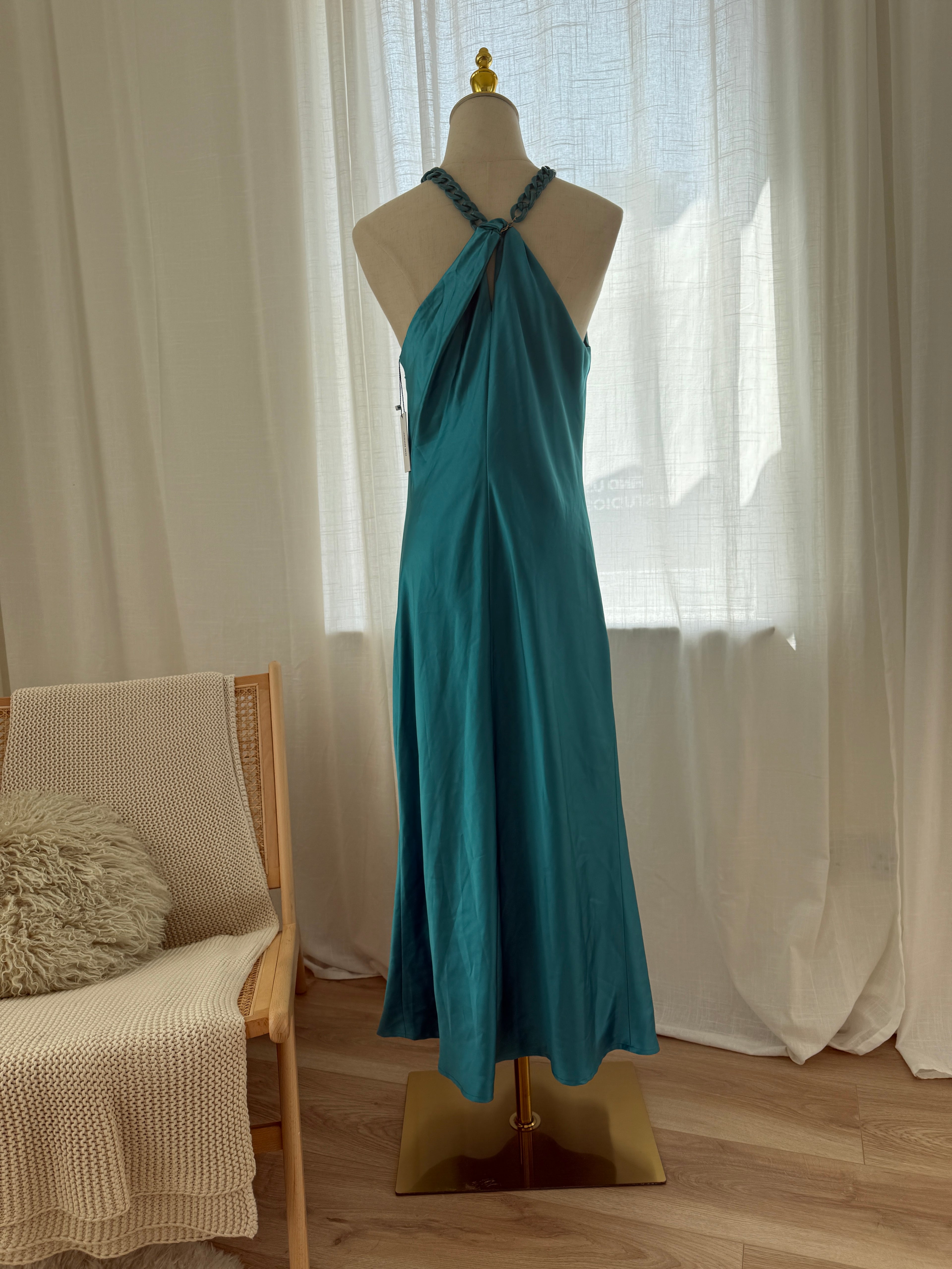 Jason Wu Blue Halterneck Maxi Dress | Chain-Link Neck Detail Evening Gown – Size M