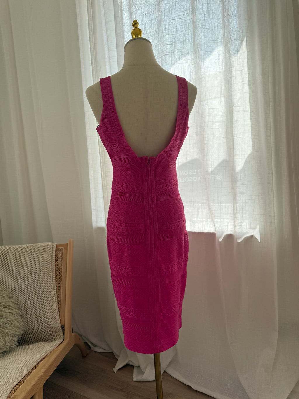 Hervé Léger Signature Bandage Dress in Hot Pink – Size L