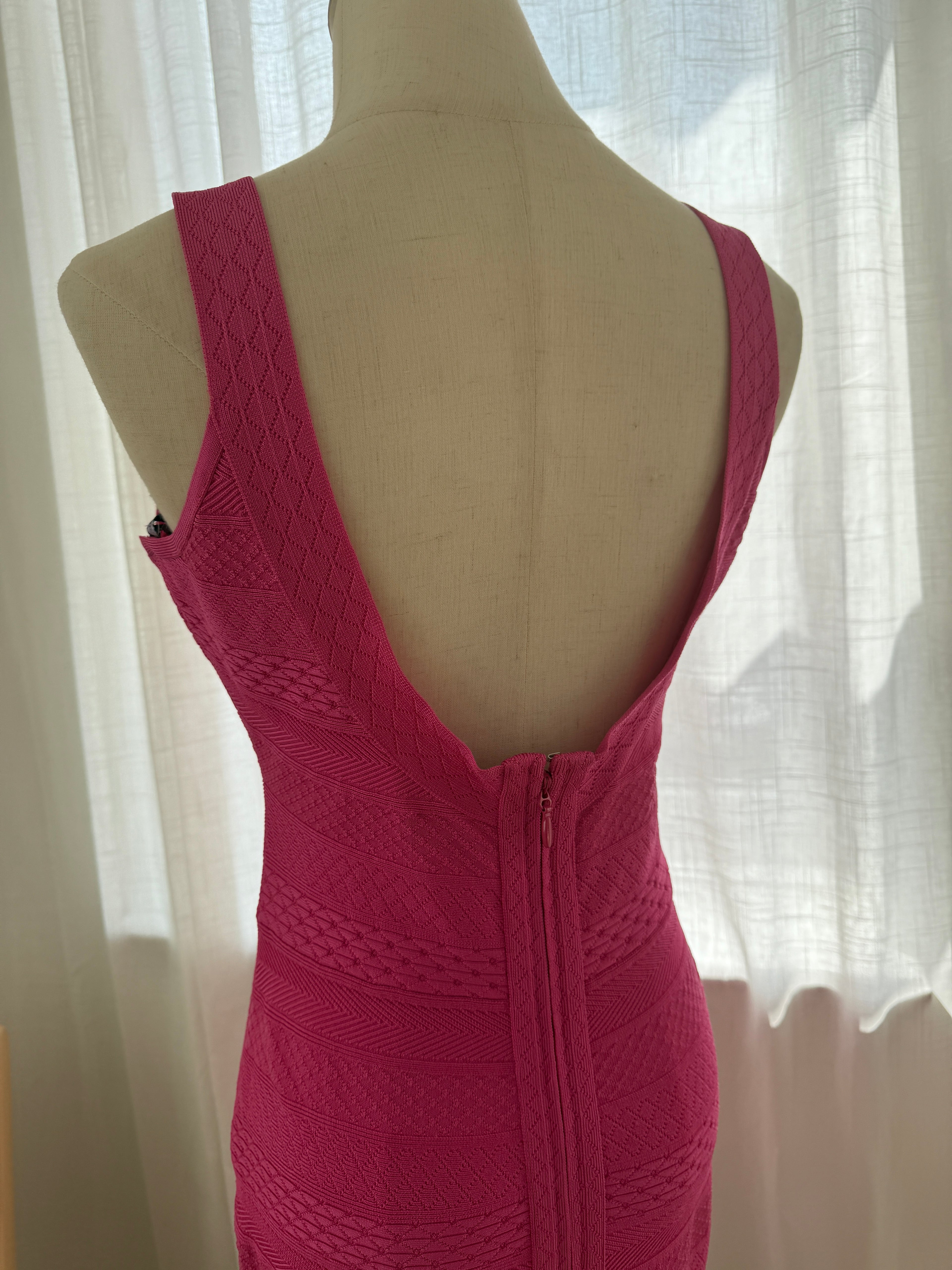 Hervé Léger Signature Bandage Dress in Hot Pink – Size L