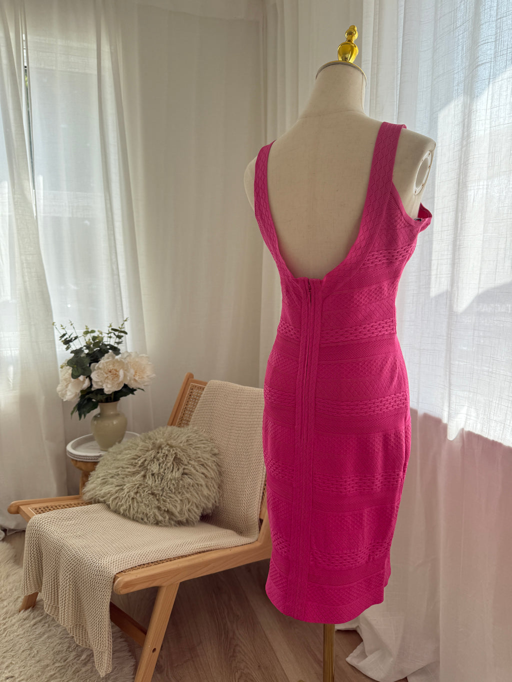 Hervé Léger Signature Bandage Dress in Hot Pink – Size L