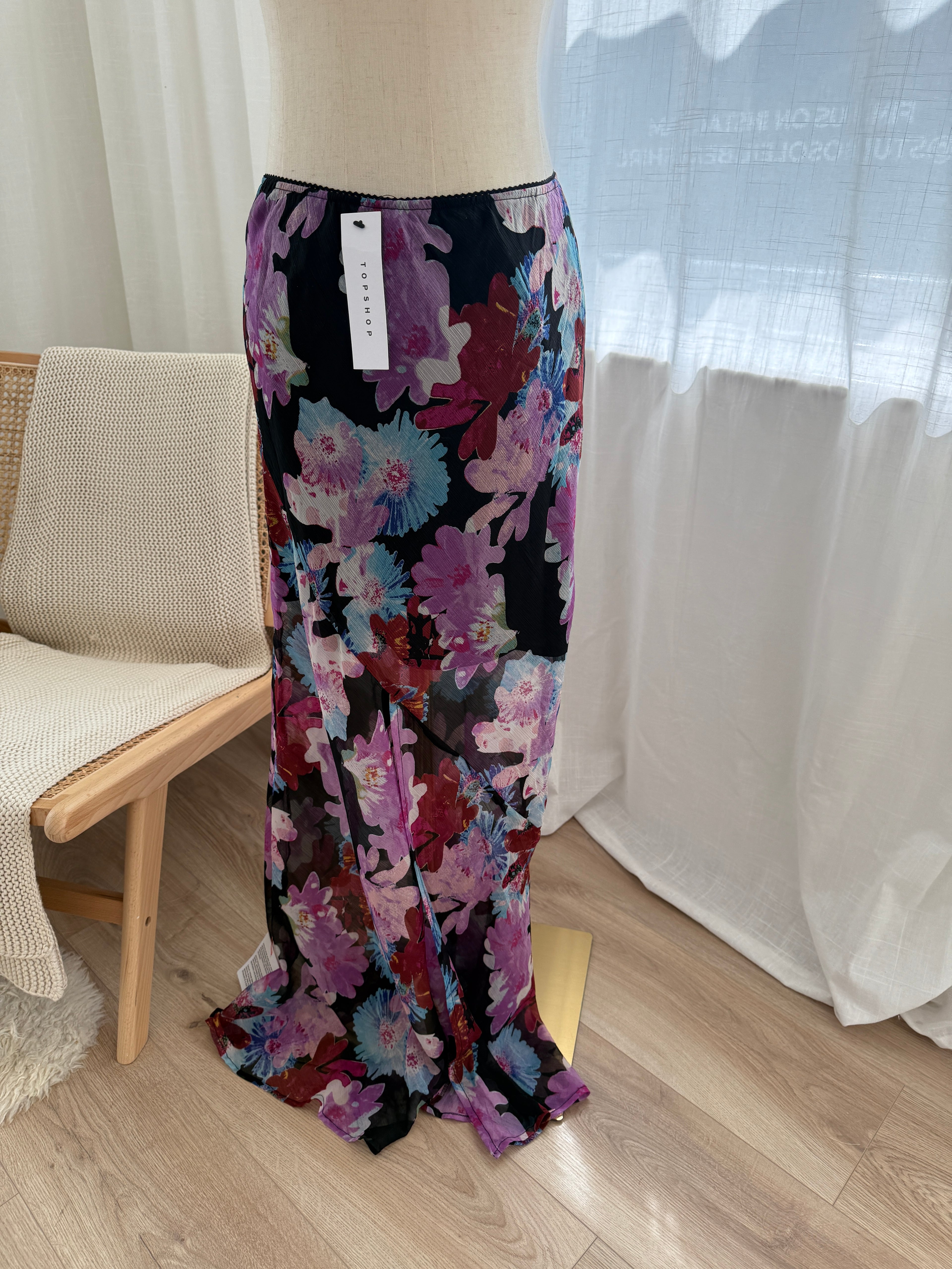 Topshop Sheer Floral Maxi Skirt – Brand New with Tags, Size 6