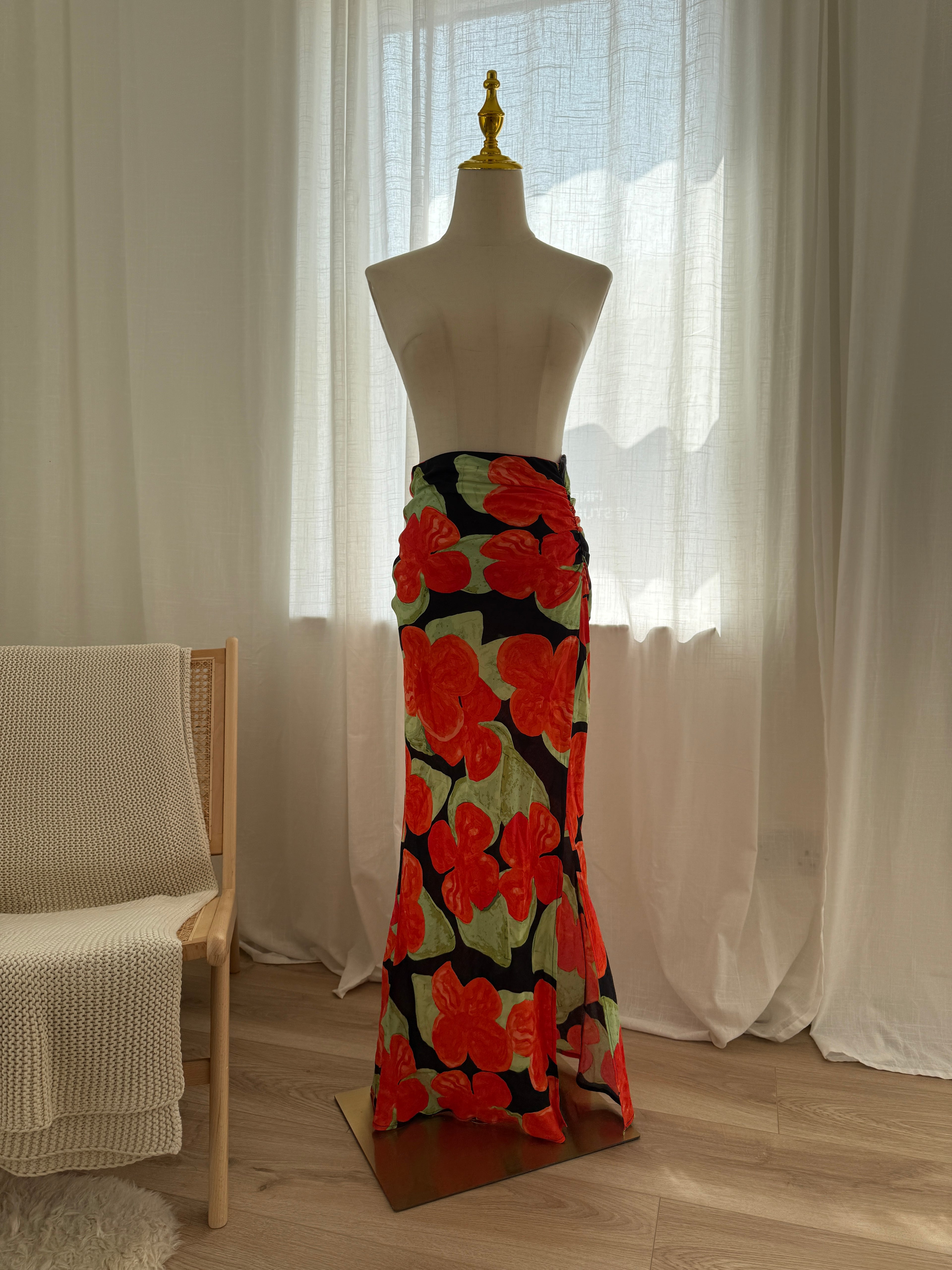 Topshop Floral Maxi Skirt with Side Split – Brand New with Tags, UK 6