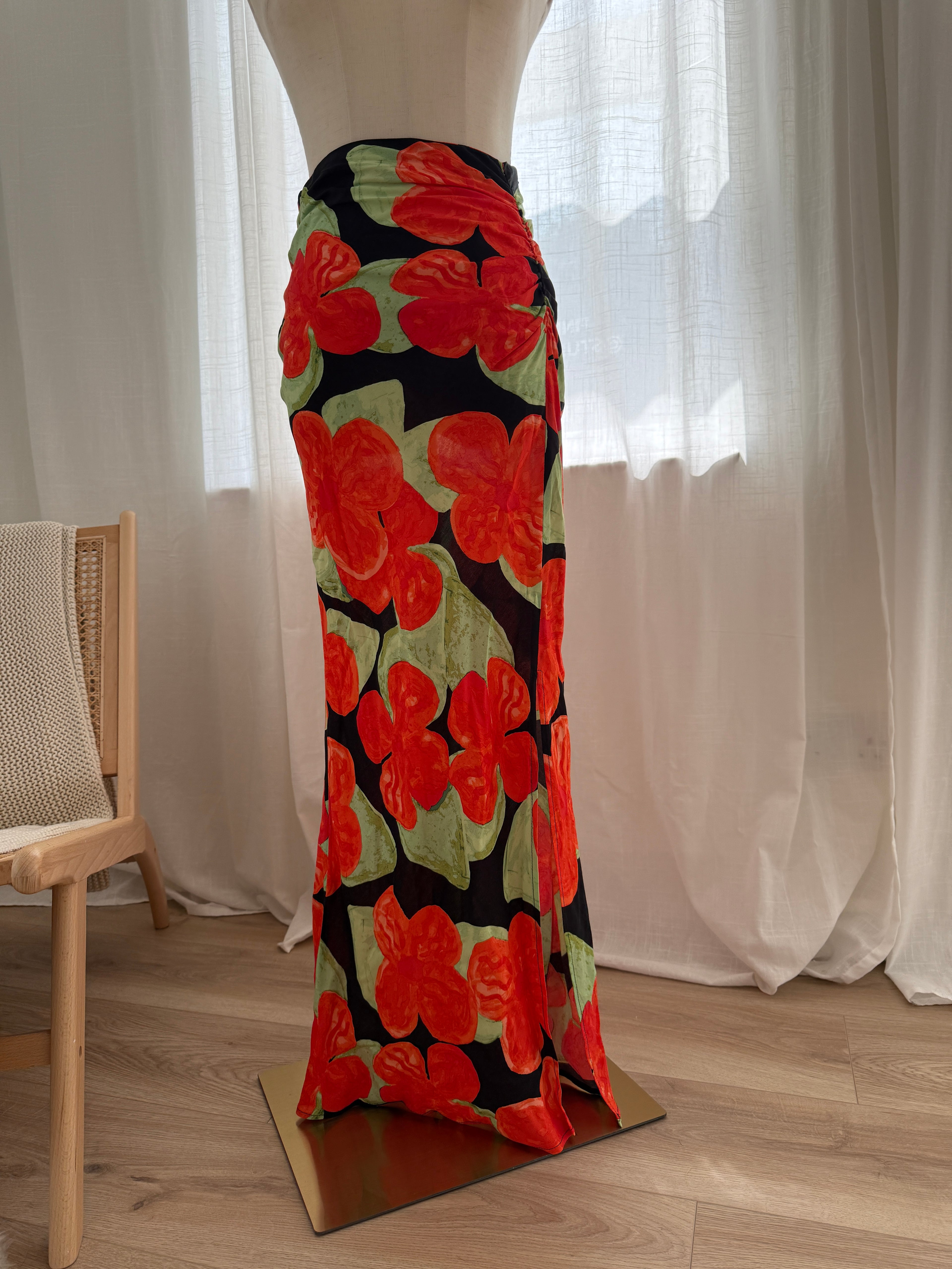 Topshop Floral Maxi Skirt with Side Split – Brand New with Tags, UK 6