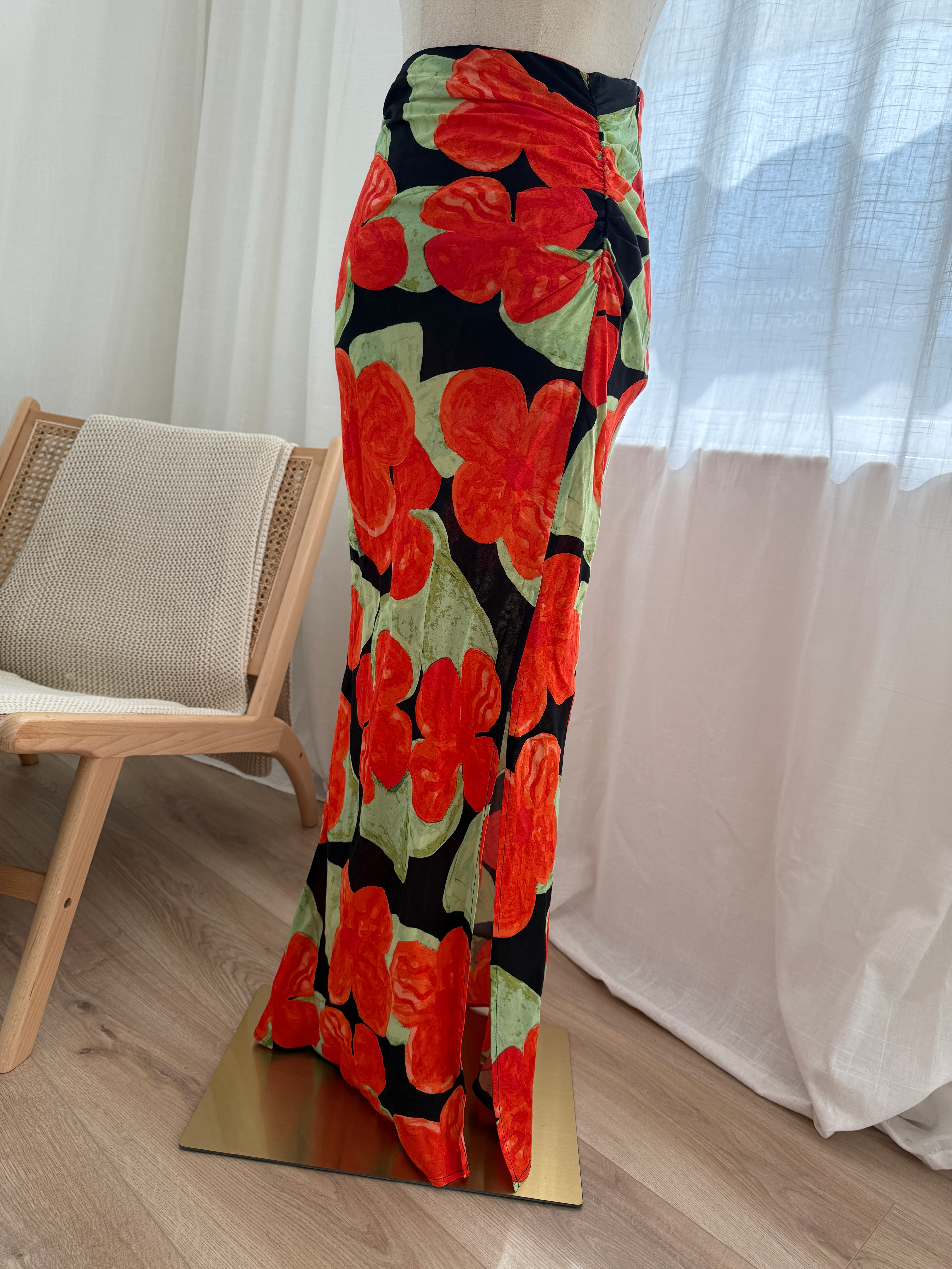 Topshop Floral Maxi Skirt with Side Split – Brand New with Tags, UK 6