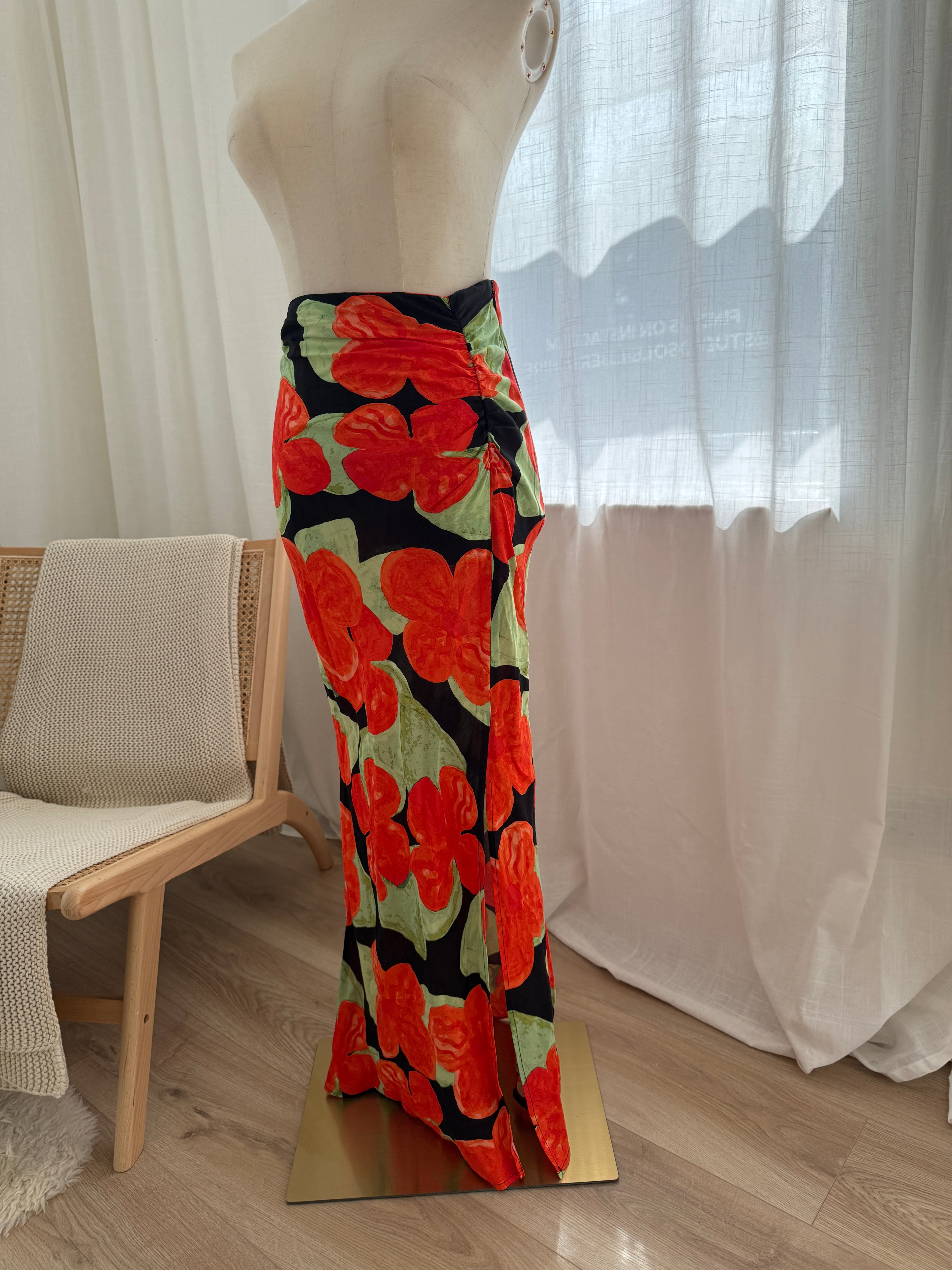 Topshop Floral Maxi Skirt with Side Split – Brand New with Tags, UK 6