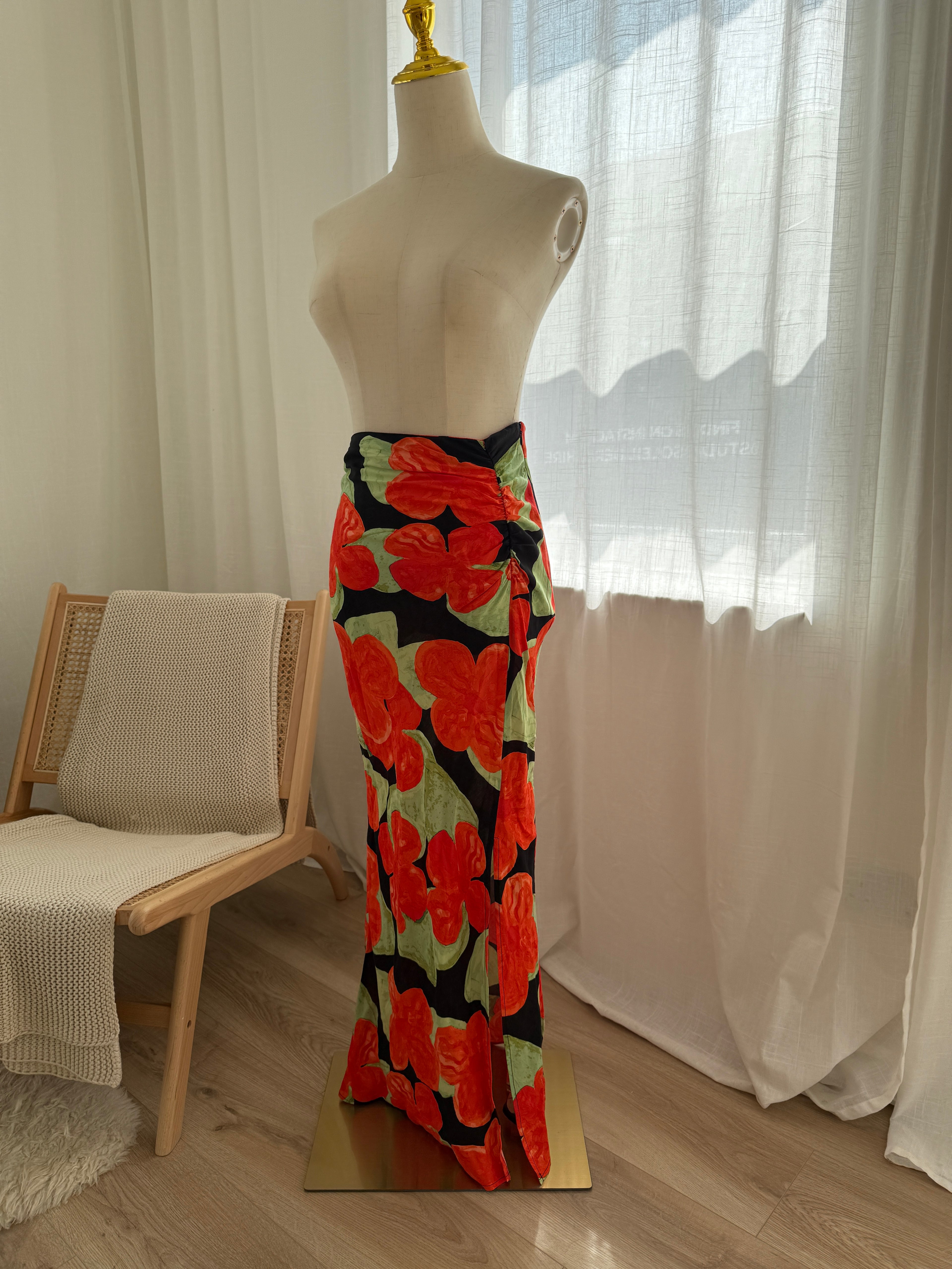 Topshop Floral Maxi Skirt with Side Split – Brand New with Tags, UK 6
