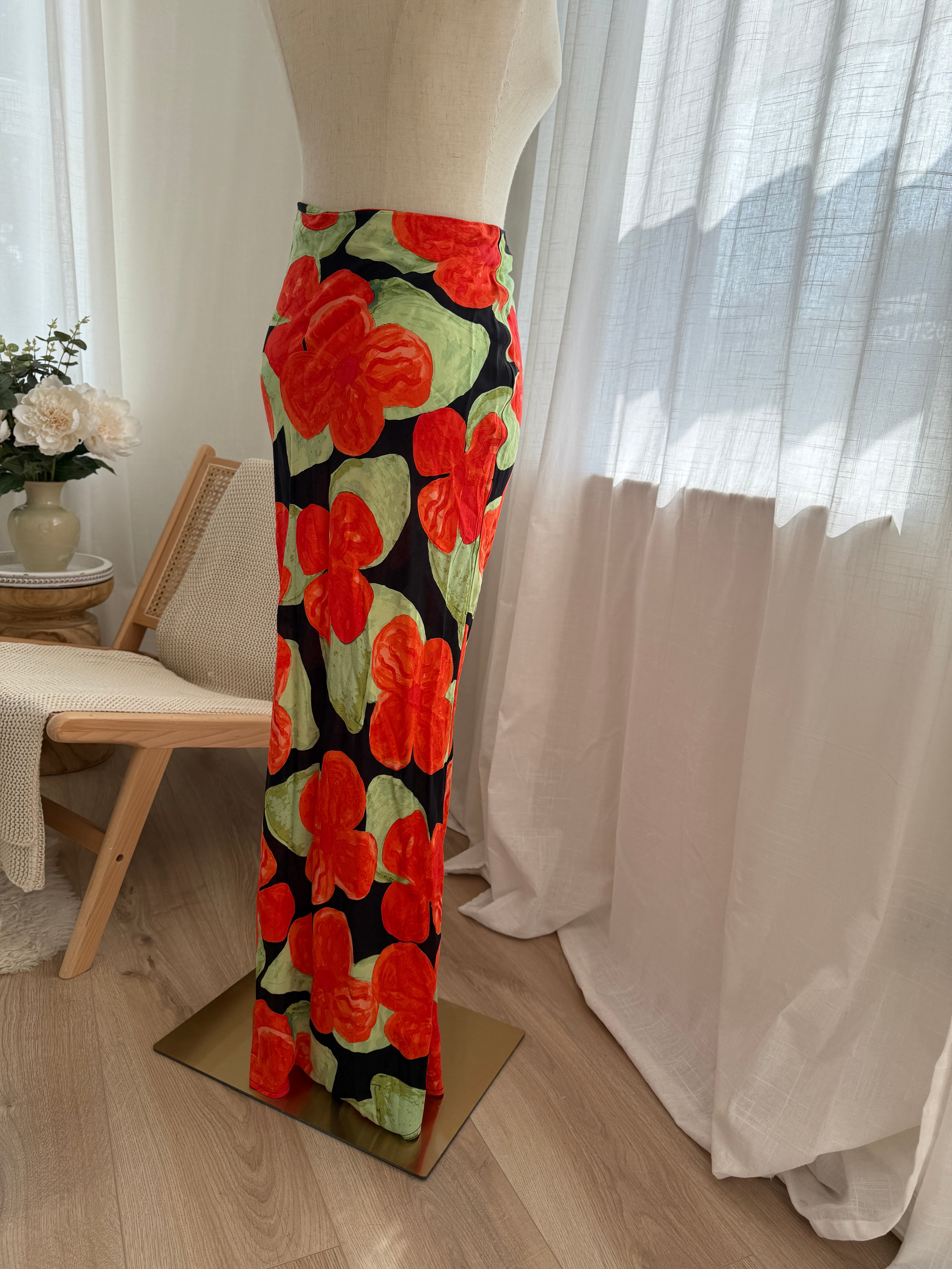 Topshop Floral Maxi Skirt with Side Split – Brand New with Tags, UK 6