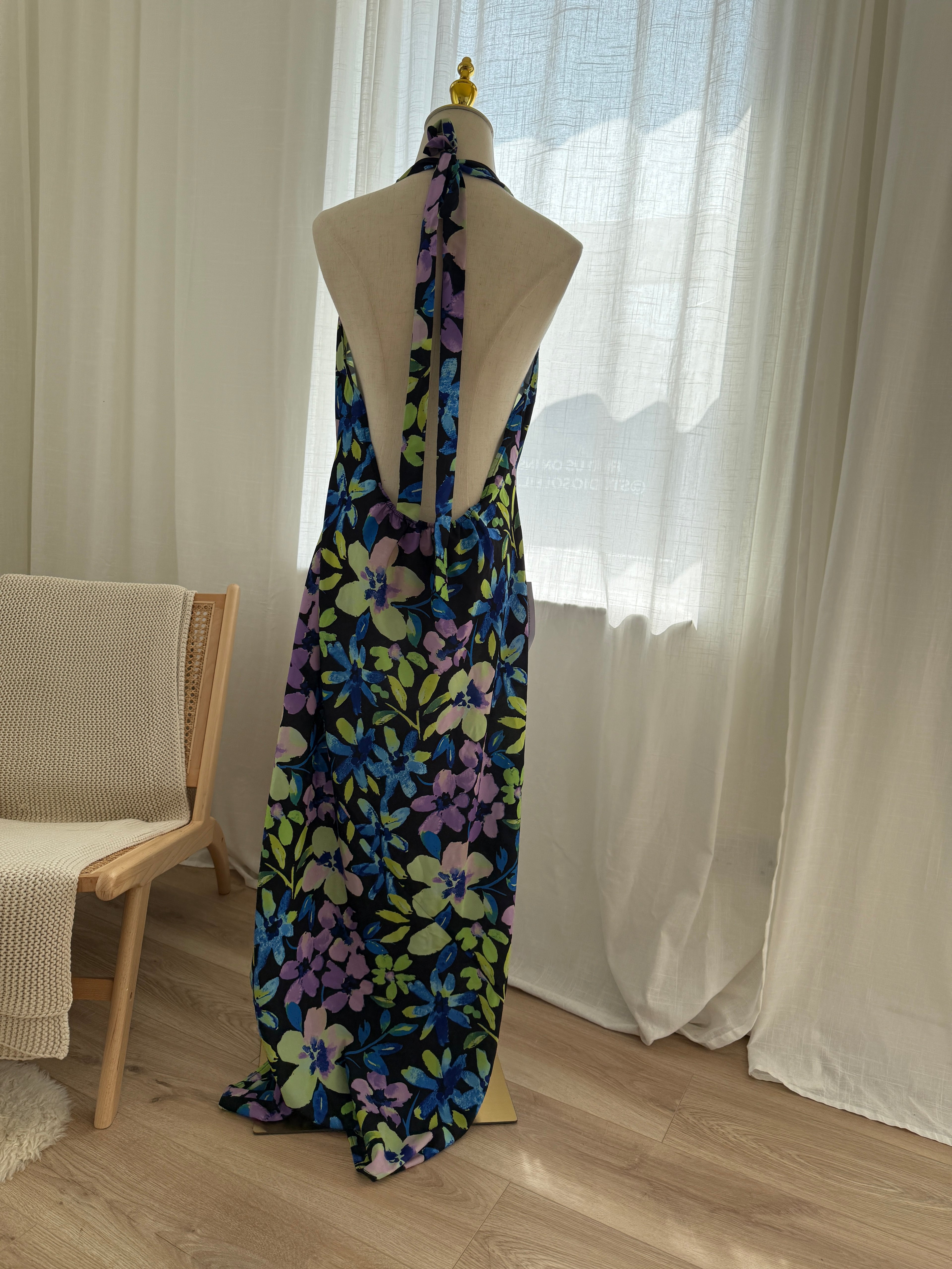 Topshop Floral Halter Neck Maxi Dress – Brand New with Tags, Size 18