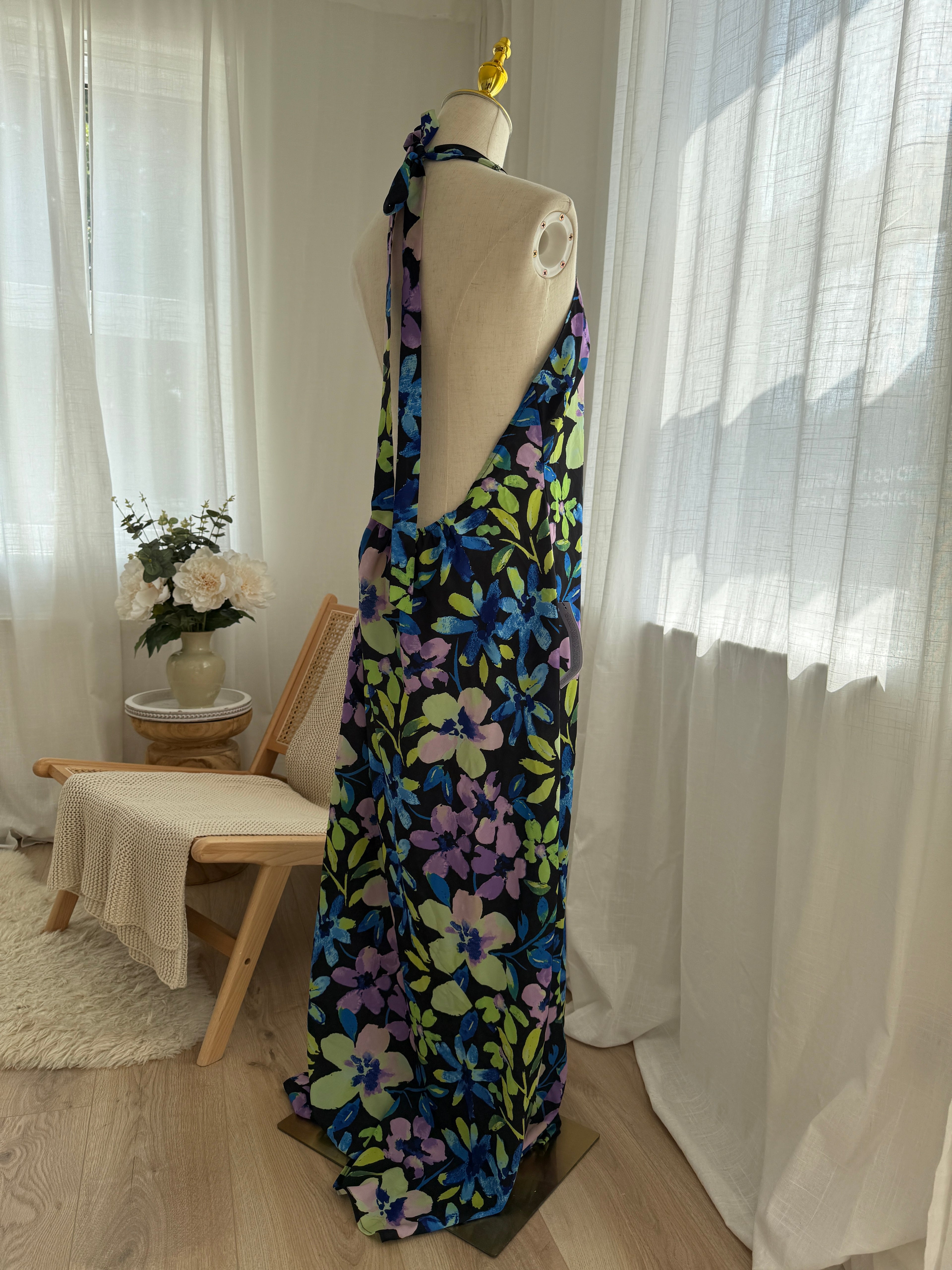 Topshop Floral Halter Neck Maxi Dress – Brand New with Tags, Size 18