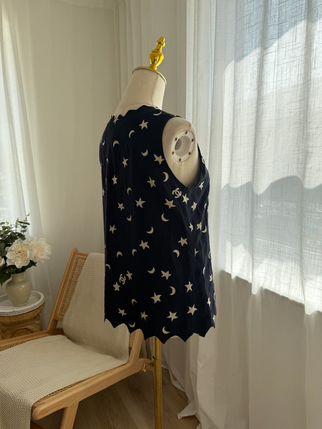 Chanel Spring 2008 Runway Silk Star & Moon Top by Karl Lagerfeld – FR 40 / M