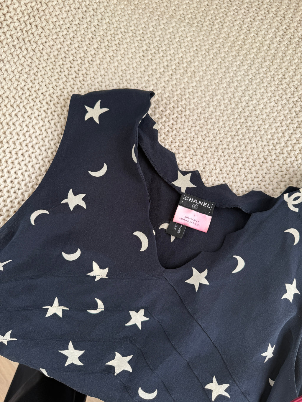 Chanel Spring 2008 Runway Silk Star & Moon Top by Karl Lagerfeld – FR 40 / M