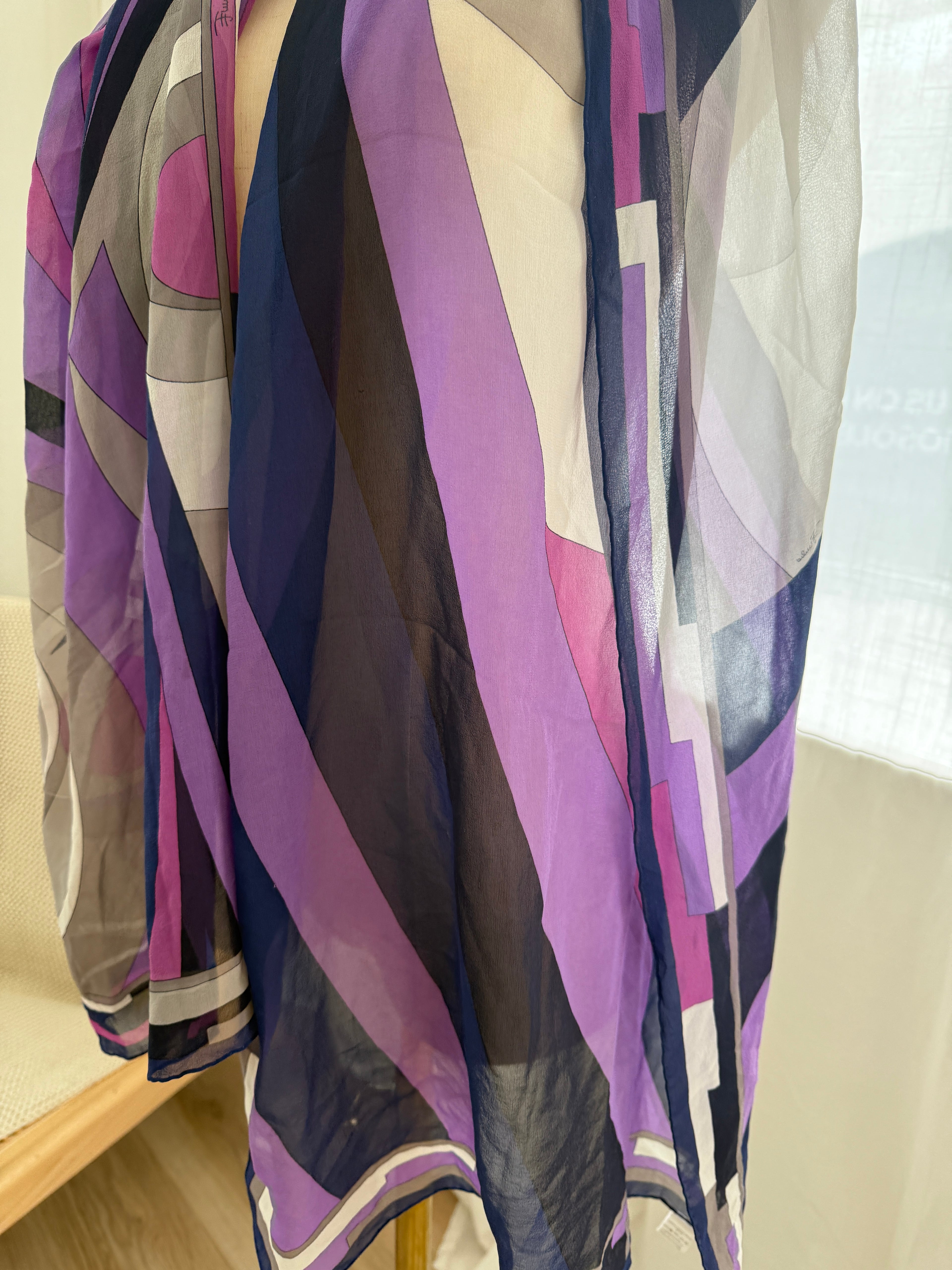 Emilio Pucci Vintage Silk Scarf – Iconic Geometric Print in Purple & Navy