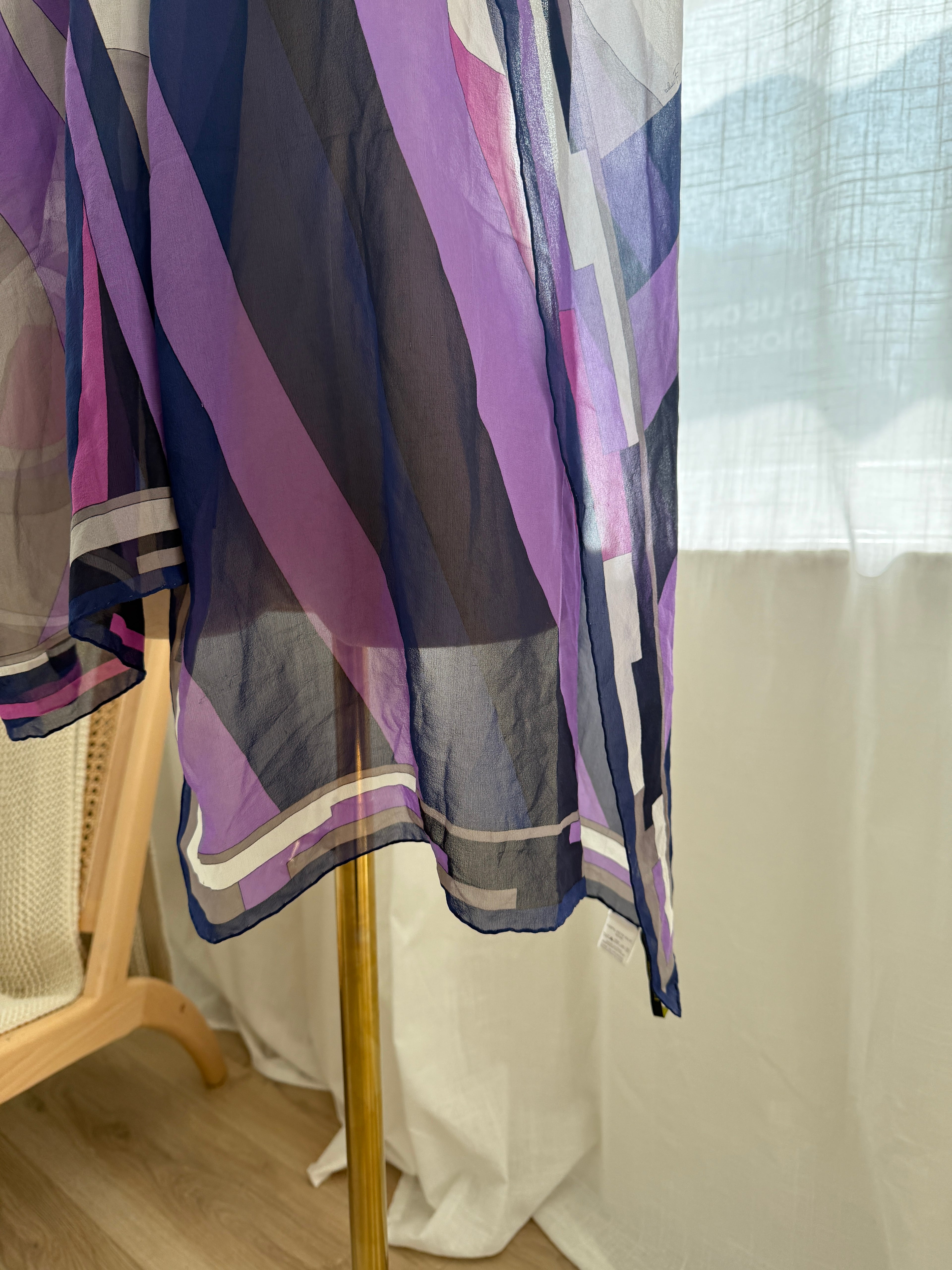 Emilio Pucci Vintage Silk Scarf – Iconic Geometric Print in Purple & Navy
