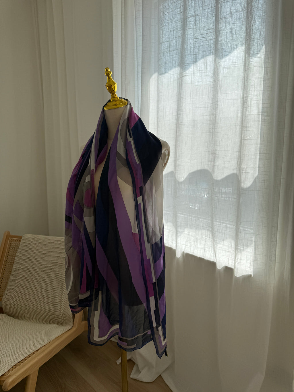 Emilio Pucci Vintage Silk Scarf – Iconic Geometric Print in Purple & Navy
